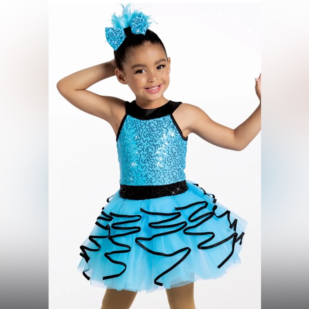 Weissman Dance Costume ‘Wiggle Giggle’ Cascade Tutu Dress NEW Blue Child Small